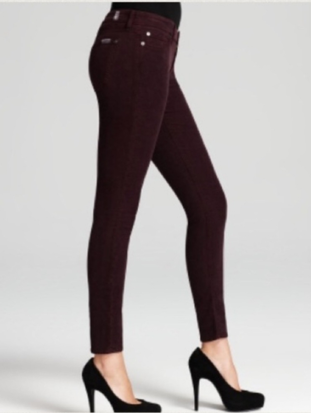 7 For All Mankind Roxanne Skinny Purple Eggplant Corduroy Jeans Size 29 Low Rise